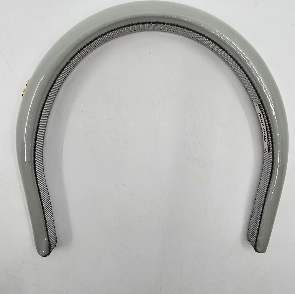 Miu Miu Gray Patent Logo Headband